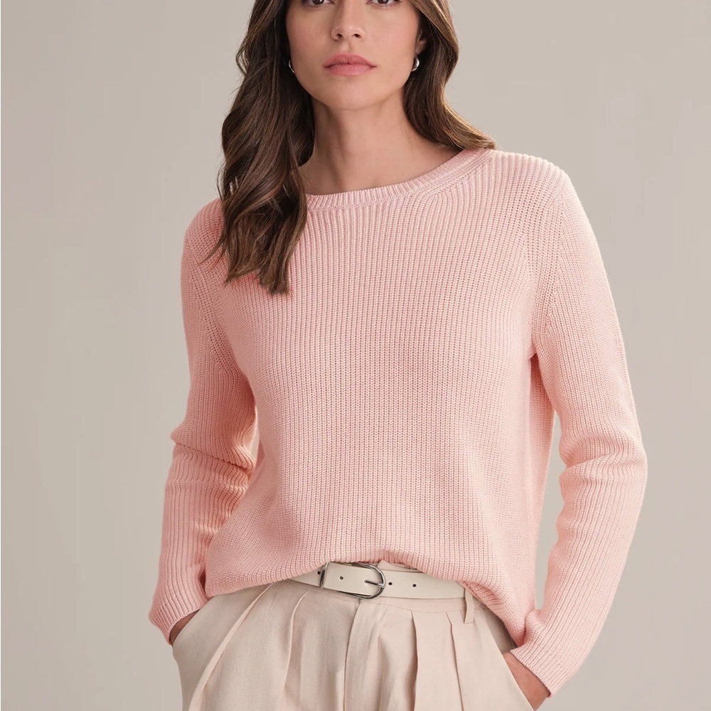 525 America CREWNECK SHAKER STITCH COTTON SWEATER Lotus Sz M